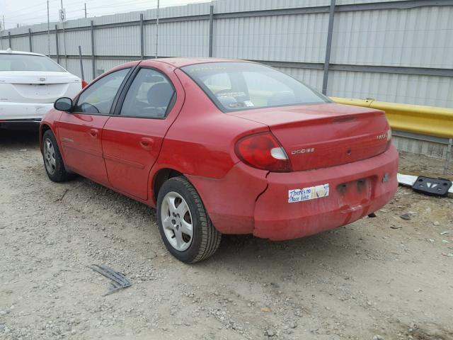 1B3ES46C4YD582487 - 2000 DODGE NEON BASE RED photo 3