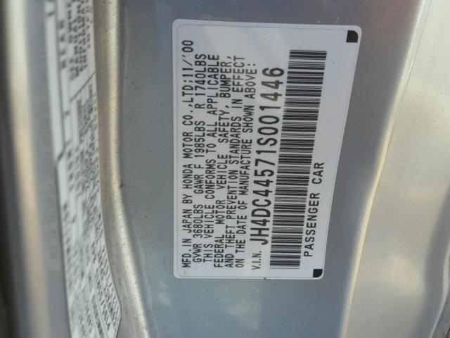 JH4DC44571S001446 - 2001 ACURA INTEGRA LS SILVER photo 10