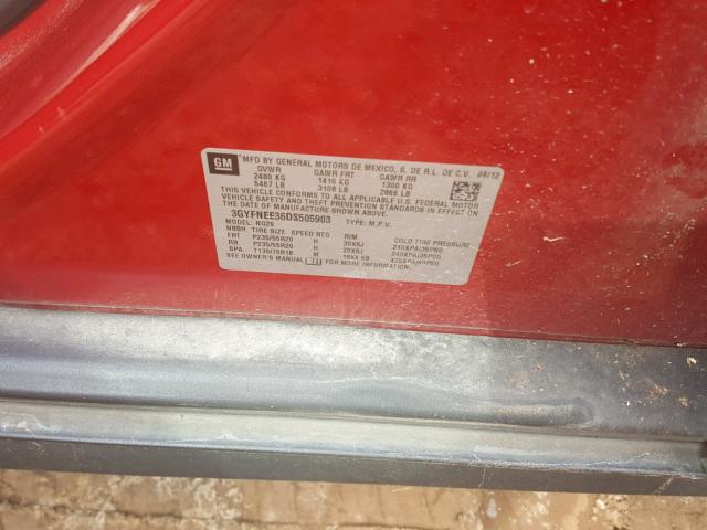 3GYFNEE36DS505903 - 2013 CADILLAC SRX PREMIU RED photo 10