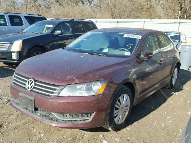 1VWAT7A37EC084284 - 2014 VOLKSWAGEN PASSAT S MAROON photo 2