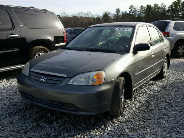 2HGES16552H559830 - 2002 HONDA CIVIC LX GREEN photo 2