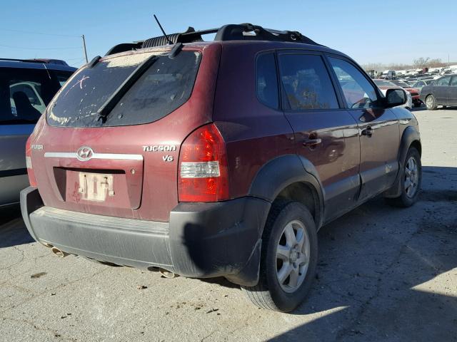 KM8JN12D05U181091 - 2005 HYUNDAI TUCSON GLS MAROON photo 4