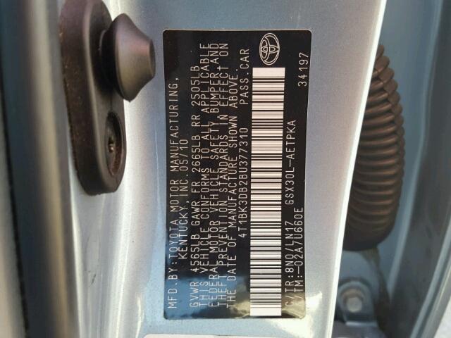 4T1BK3DB2BU377310 - 2011 TOYOTA AVALON BAS Mavi fotoğraf 10