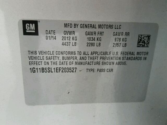 1G11B5SL1EF203527 - 2014 CHEVROLET MALIBU LS SILVER photo 10