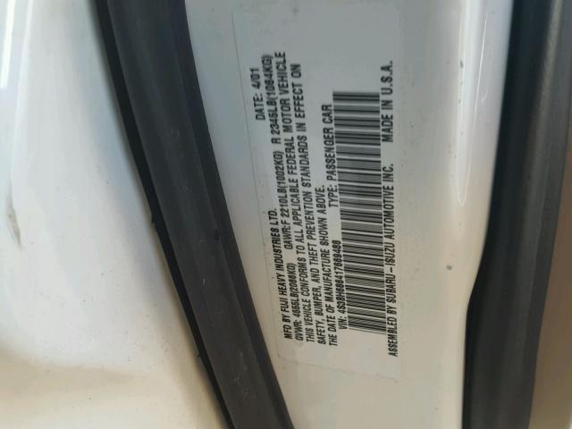 4S3BH686417669488 - 2001 SUBARU LEGACY OUT WHITE photo 10