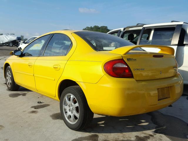 1B3ES56C24D502541 - 2004 DODGE NEON SXT YELLOW photo 3