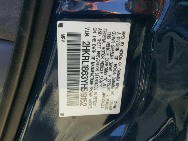 2HKRL1863YH519152 - 2000 HONDA ODYSSEY EX BLUE photo 10