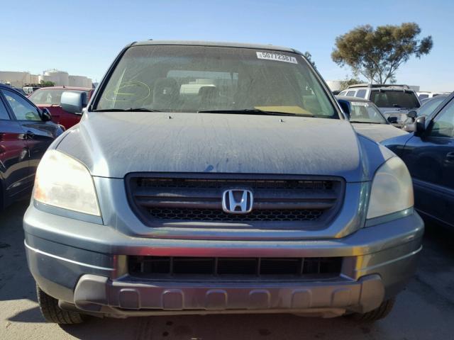 2HKYF18445H540539 - 2005 HONDA PILOT EX BLUE photo 9