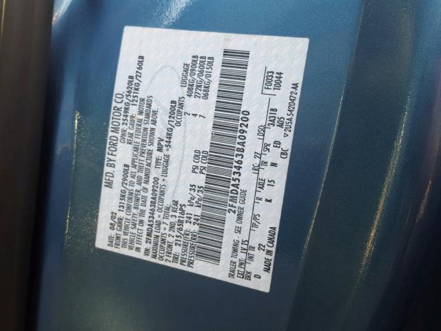 2FMDA53463BA09200 - 2003 FORD WINDSTAR S BLUE photo 10