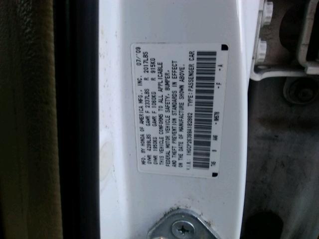 1HGCP26399A182862 - 2009 HONDA ACCORD LX WHITE photo 10