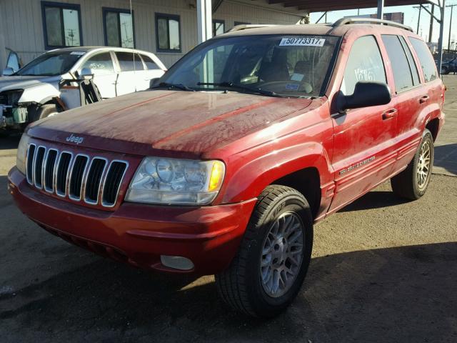 1J4GW58N92C184070 - 2002 JEEP GRAND CHER RED photo 2