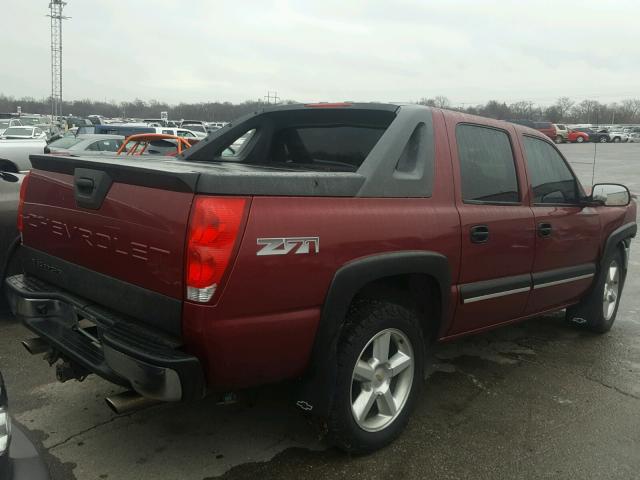 3GNEK12T74G188344 - 2004 CHEVROLET AVALANCHE MAROON photo 4