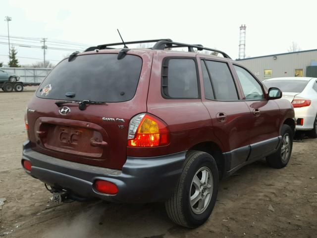 KM8SC13D14U741613 - 2004 HYUNDAI SANTA FE G BURGUNDY photo 4