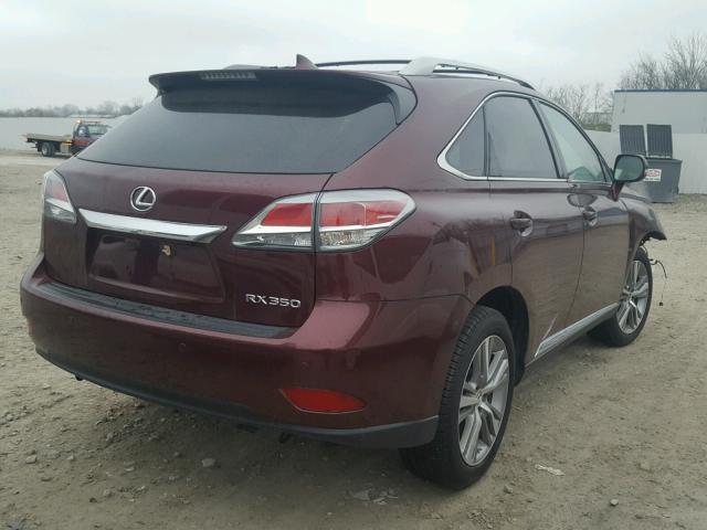 2T2BK1BA5FC340057 - 2015 LEXUS RX 350 MAROON photo 4