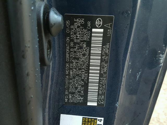 JTKDE177750039860 - 2005 TOYOTA SCION TC 蓝色 照片 10