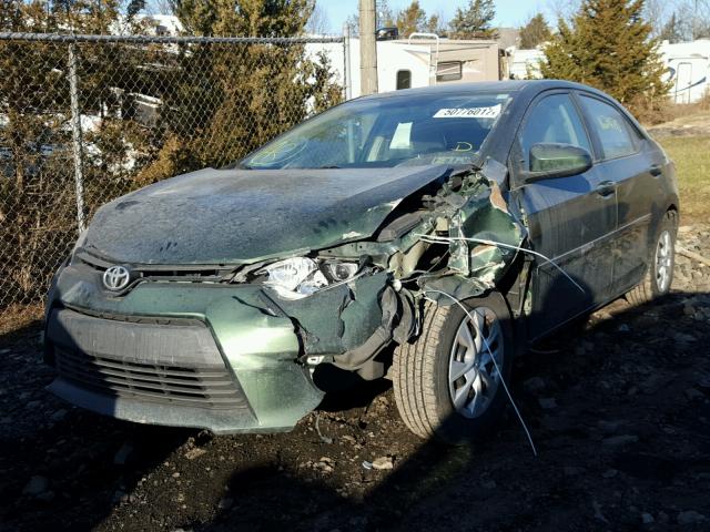 2T1BPRHE4EC007376 - 2014 TOYOTA COROLLA EC GREEN photo 2