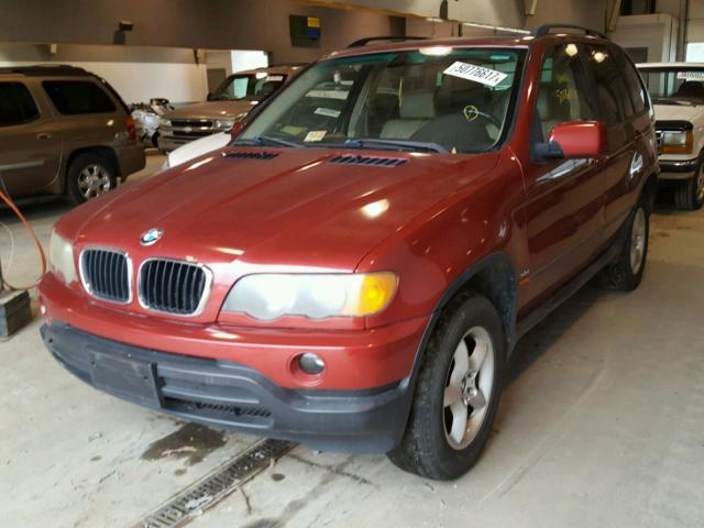 5UXFA53512LP35470 - 2002 BMW X5 3.0I RED photo 2
