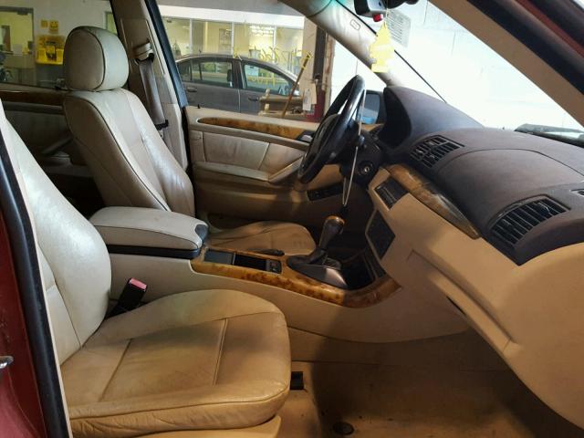 5UXFA53512LP35470 - 2002 BMW X5 3.0I RED photo 5