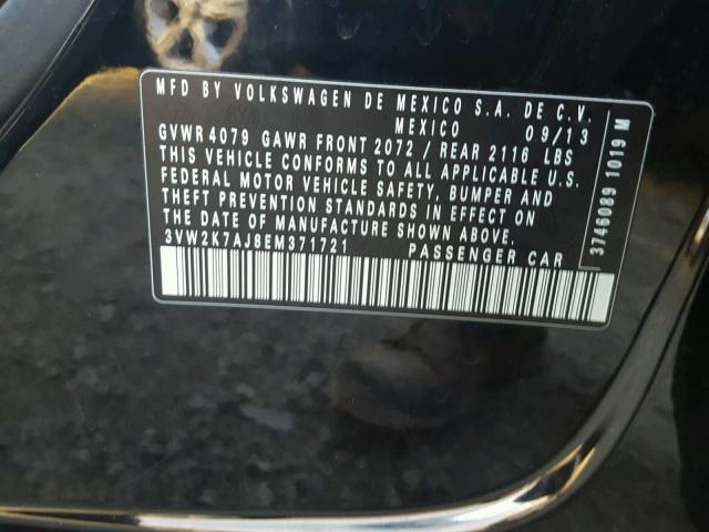3VW2K7AJ8EM371721 - 2014 VOLKSWAGEN JETTA BASE 黑色 照片 10