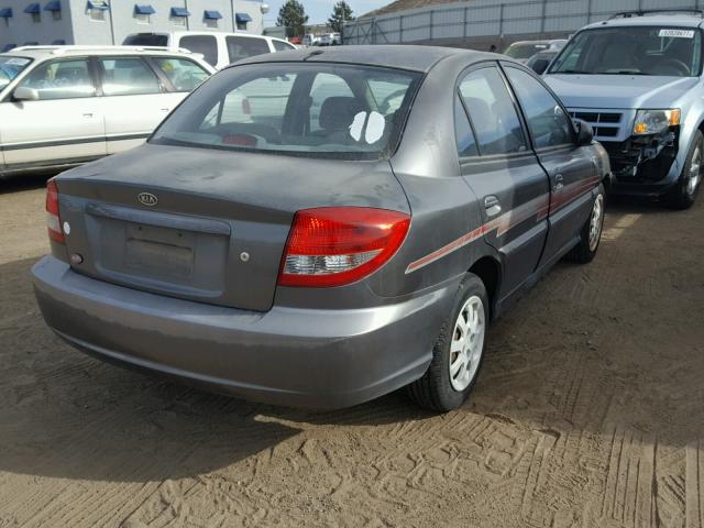 KNADC125X46284776 - 2004 KIA RIO GRAY photo 4