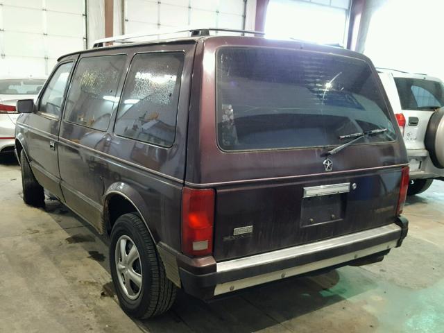 2P4FH25K1LR634917 - 1990 PLYMOUTH VOYAGER MAROON photo 3