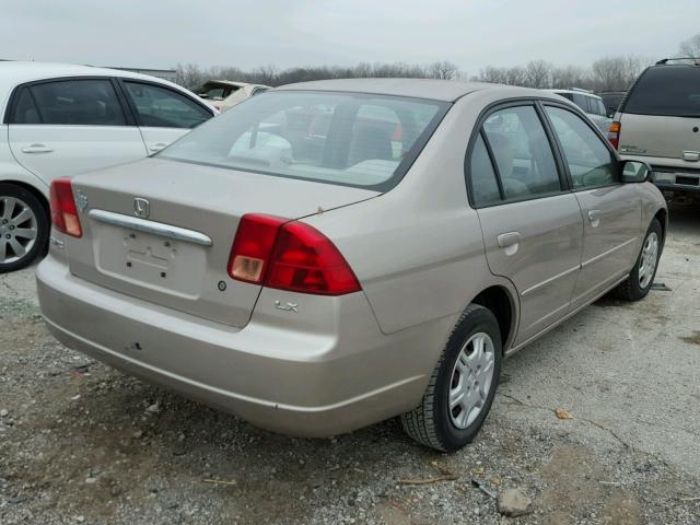 2HGES15542H577401 - 2002 HONDA CIVIC LX BEIGE photo 4