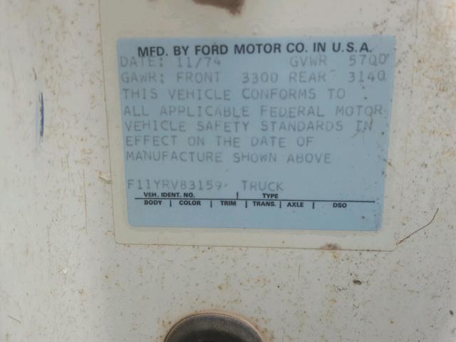 F11YRV83159 - 1975 FORD PICK UP CREAM photo 10