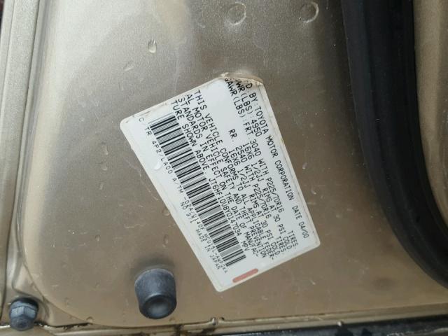 JT6HF10U8Y0147034 - 2000 LEXUS RX 300 GOLD photo 10