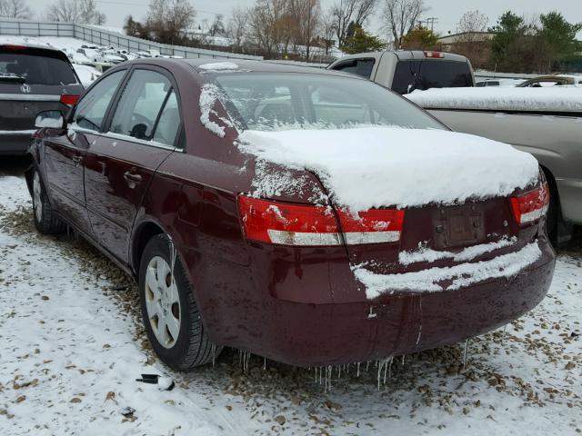 5NPET46C87H239881 - 2007 HYUNDAI SONATA GLS BURGUNDY photo 3