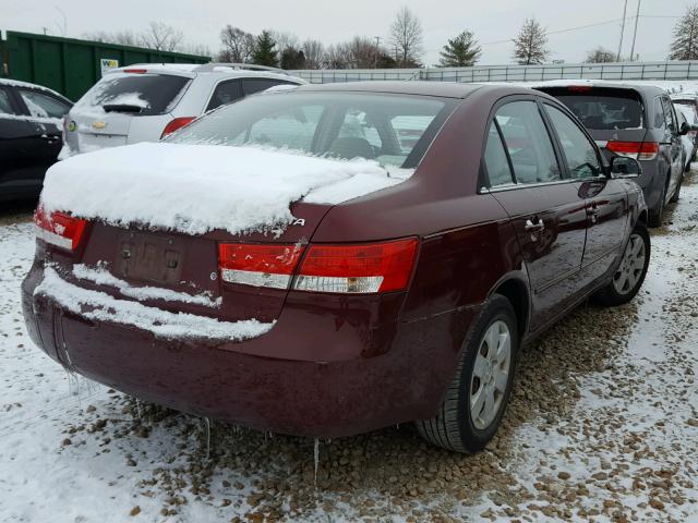 5NPET46C87H239881 - 2007 HYUNDAI SONATA GLS BURGUNDY photo 4