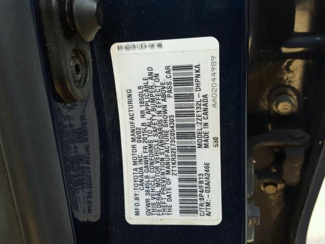2T1KR32E73C054303 - 2003 TOYOTA MATRIX 蓝色 照片 10