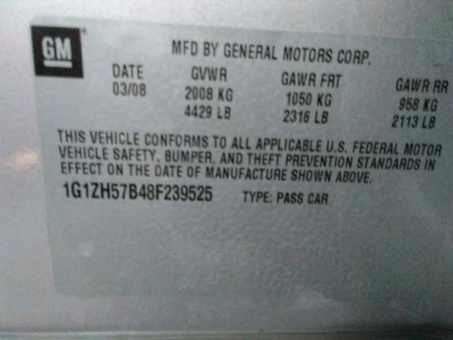 1G1ZH57B48F239525 - 2008 CHEVROLET MALIBU 1LT SILVER photo 10