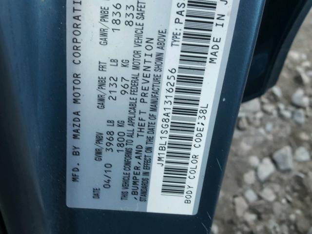 JM1BL1SG8A1316256 - 2010 MAZDA 3 I BLUE photo 10