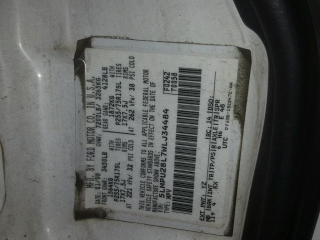 5LMPU28L7WLJ34484 - 1998 LINCOLN NAVIGATOR 白色 照片 10