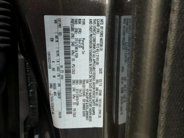 1FADP3F23DL296567 - 2013 FORD FOCUS SE GRAY photo 10