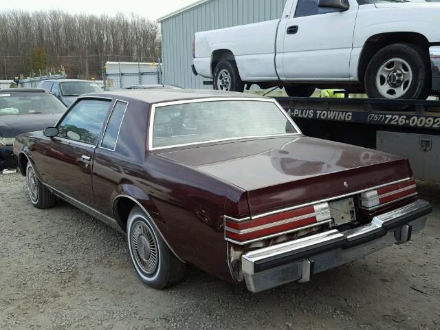 1G4GM11A5HP423185 - 1987 BUICK REGAL LIMI MAROON photo 3