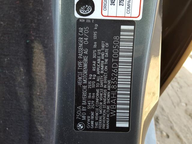 WBAHL83526DT00508 - 2006 BMW 750 I CHARCOAL photo 10