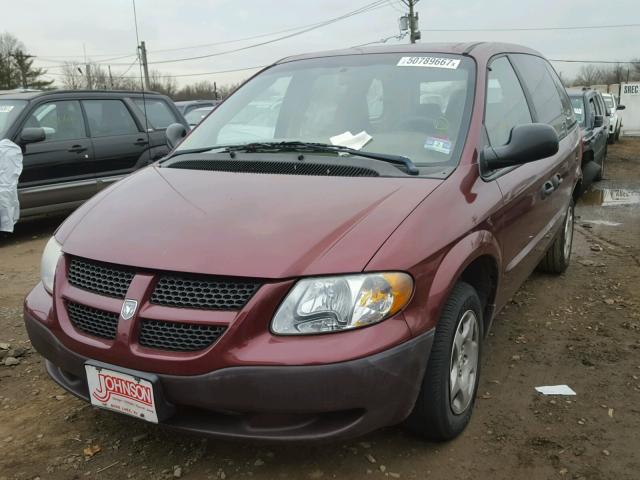 1B4GP25372B616730 - 2002 DODGE CARAVAN SE MAROON photo 2