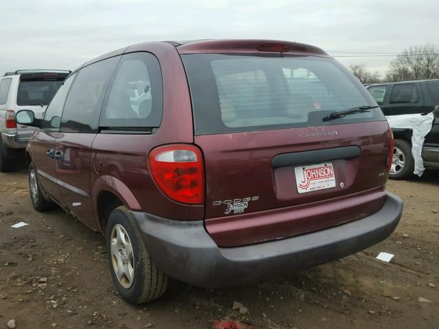 1B4GP25372B616730 - 2002 DODGE CARAVAN SE MAROON photo 3