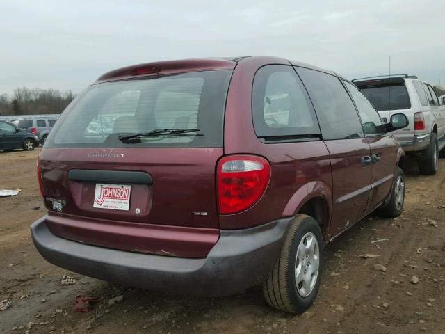 1B4GP25372B616730 - 2002 DODGE CARAVAN SE MAROON photo 4