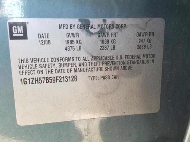 1G1ZH57B59F213128 - 2009 CHEVROLET MALIBU 1LT BLUE photo 10