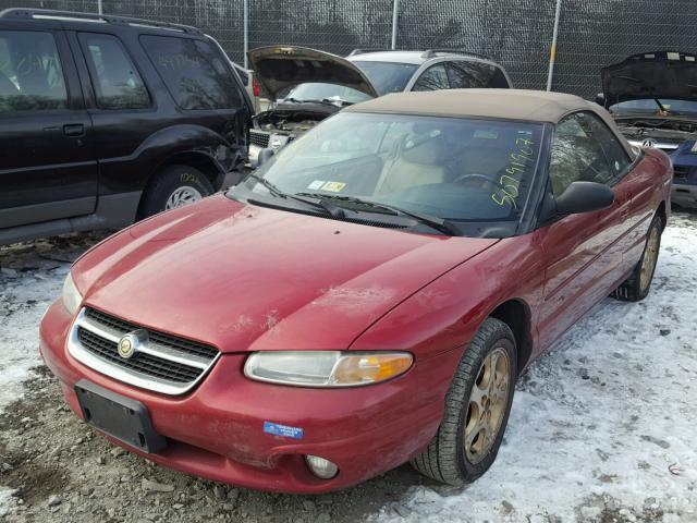 3C3EL55H9WT201565 - 1998 CHRYSLER SEBRING JX RED photo 2