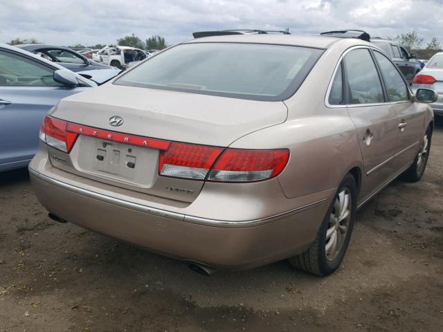 KMHFC46F66A093674 - 2006 HYUNDAI AZERA SE BEIGE photo 4