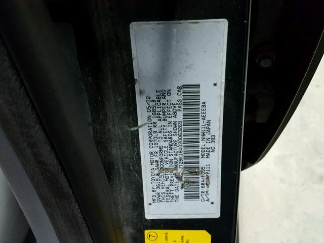 JT2BK18U020063269 - 2002 TOYOTA PRIUS GREEN photo 10