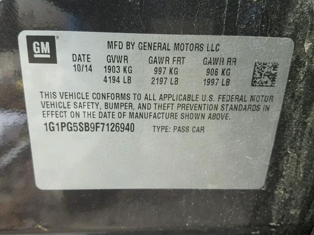 1G1PG5SB9F7126940 - 2015 CHEVROLET CRUZE LTZ GRAY photo 10