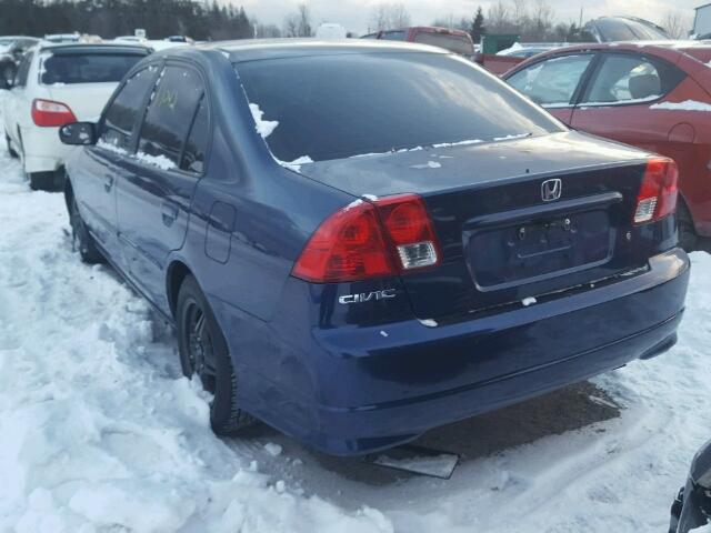 2HGES16675H018727 - 2005 HONDA CIVIC LX BLUE photo 3