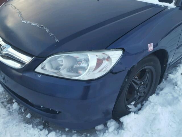 2HGES16675H018727 - 2005 HONDA CIVIC LX BLUE photo 9