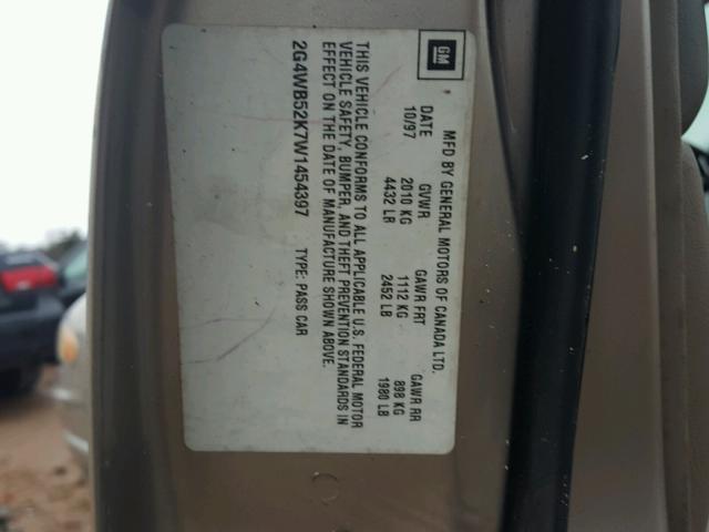 2G4WB52K7W1454397 - 1998 BUICK REGAL LS TAN photo 10