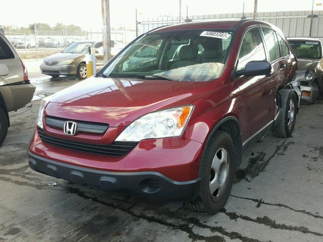 5J6RE38389L034847 - 2009 HONDA CR-V LX RED photo 2