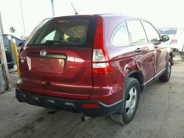 5J6RE38389L034847 - 2009 HONDA CR-V LX RED photo 4